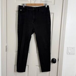 Curve Appeal Jeans Womens 14/32 Black Minimalist Jegging High Rise Skinny Faded